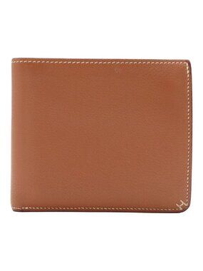 Hermes H Sellier Compact Wallet Bifold Evercolor Leather Gold Brown